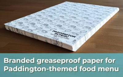 Branded greaseproof paper for Paddington-themed food menu